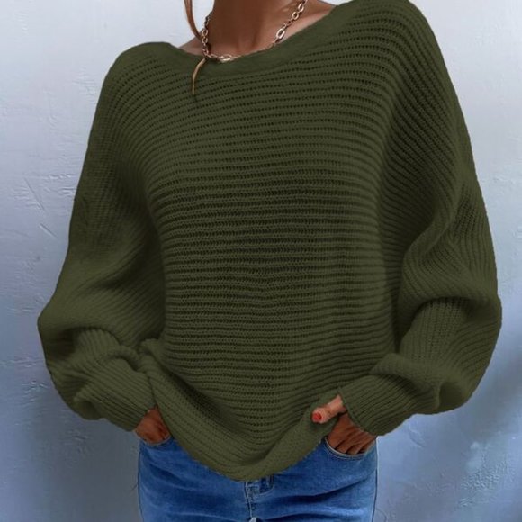 boho babe Olive batwing tie back sweater top - Picture 5 of 6